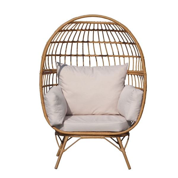 Πολυθρόνα Κήπου DAVEY Φυσικό Μέταλλο/Rattan 98x67x145cm