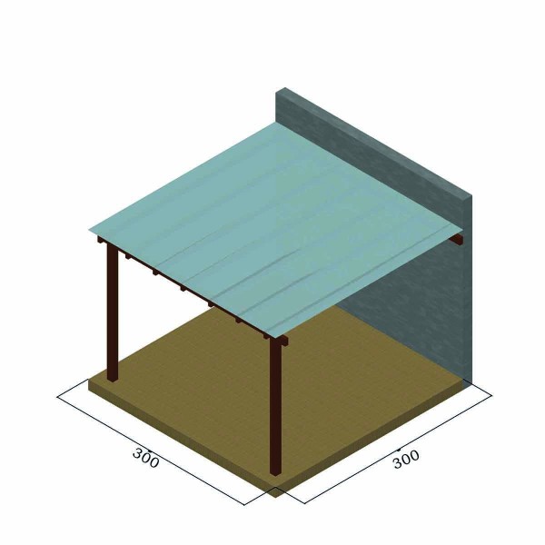 Πέργκολα με πολυκαρμπονικό απο τοίχο 300 x 300εκ.