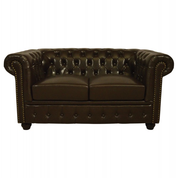 ΚΑΝΑΠΕΣ 2ΘΕΣΙΟΣ T.CHESTERFIELD HM3010.01 ΤΕΧΝΟΔΕΡΜΑ ΣΚΟΥΡΟ ΚΑΦΕ 155x90x73 εκ.-1τμχ