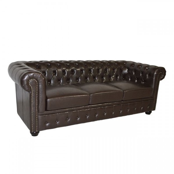 ΚΑΝΑΠΕΣ 3ΘΕΣΙΟΣ T.CHESTERFIELD HM3009.01 ΤΕΧΝΟΔΕΡΜΑ ΣΚΟΥΡΟ ΚΑΦΕ 208x90x73Υ εκ.-1τμχ