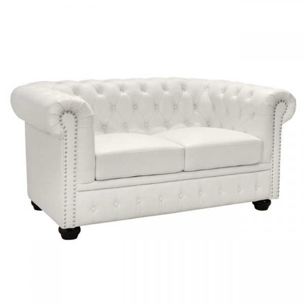 ΚΑΝΑΠΕΣ 2ΘΕΣΙΟΣ T.CHESTERFIELD HM3010.02 ΤΕΧΝΟΔΕΡΜΑ ΛΕΥΚΟ ΜΑΤ 155x90x73 εκ.-1τμχ