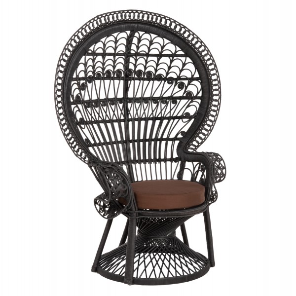 ΠΟΛΥΘΡΟΝΑ ROYAL PEACOCK HM9342.03 RATTAN ΜΑΥΡΟ-ΜΑΞΙΛΑΡΙ ΚΑΦΕ 114x72x150Yεκ.-1τμχ