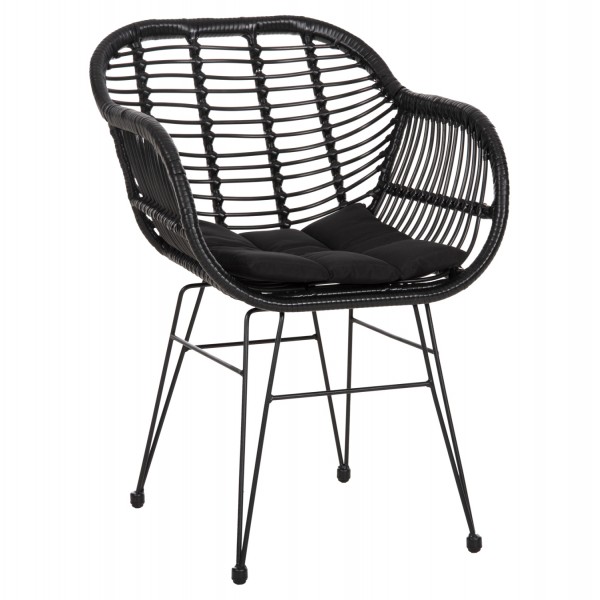 ΠΟΛΥΘΡΟΝΑ ΜΕ ΜΑΞΙΛΑΡΙ ΜΕΤΑΛΛΙΚΗ ALLEGRA HM5450.32 ΜΕ WICKER ΜΑΥΡΟ 58x59x82Υεκ.-1τμχ