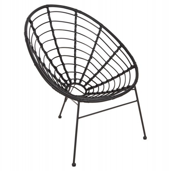 ΠΟΛΥΘΡΟΝΑ ΤΥΠΟΥ ΦΩΛΙΑ ΜΕΤΑΛΛΙΚΗ ALLEGRA HM5458.12 ΜΕ WICKER-ΜΑΥΡΟ 73x78x88Υεκ.-1τμχ