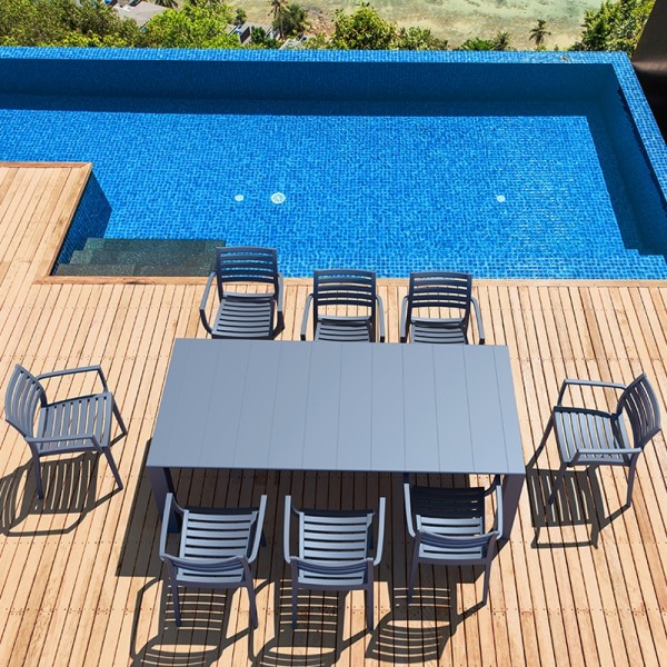 Σετ Τραπεζαρίας 9τμχ Vegas Artemis Dark Grey 100X180/220Χ75εκ.-