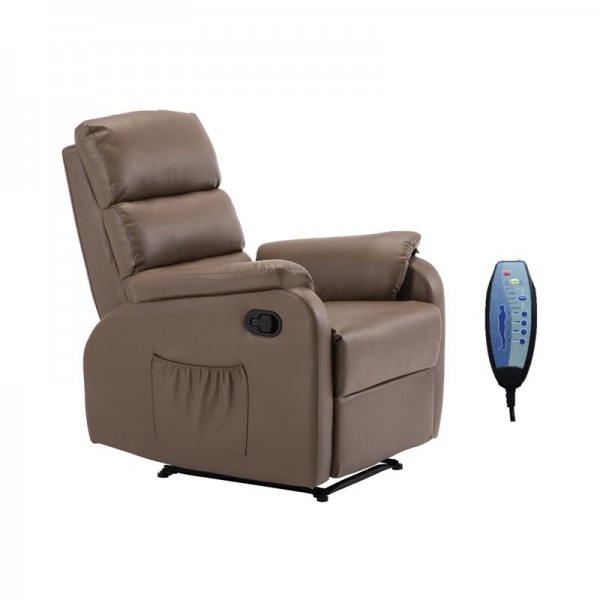 COMFORT Massage Πολυθρόνα Relax, Σαλονιού - Καθιστικού, PU Cappuccino-Ε9733,4-PU - PVC - Bonded Leather-1τμχ- 74x90x98cm