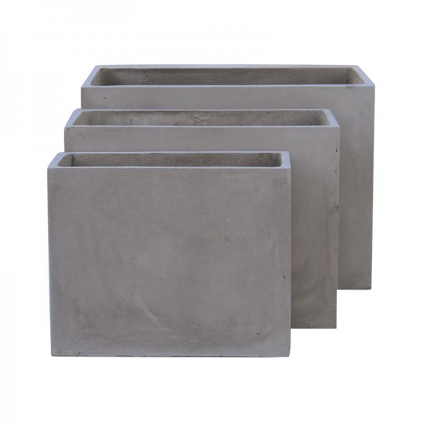 FLOWER POT-2  Set 3 τεμαχίων Cement Grey-Ε6301,S-Artificial Cement (Recyclable)-1τμχ- 50x20x40 - 60x30x45 - 70x40x50