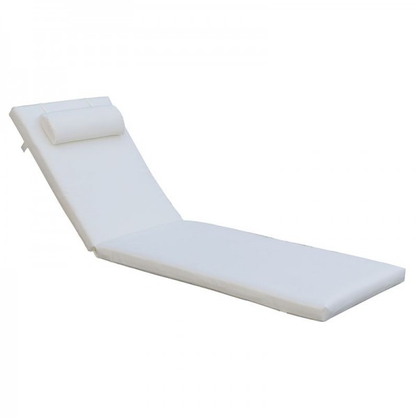 SUNLOUNGER Μαξιλάρι Ξαπλώστρας με Προσκέφαλο,  Ύφασμα Εκρού, Foam+Polyester Φερμουάρ-Velcro-Ε2014,1-Ύφασμα-1τμχ- 196(78+118)x60x7cm