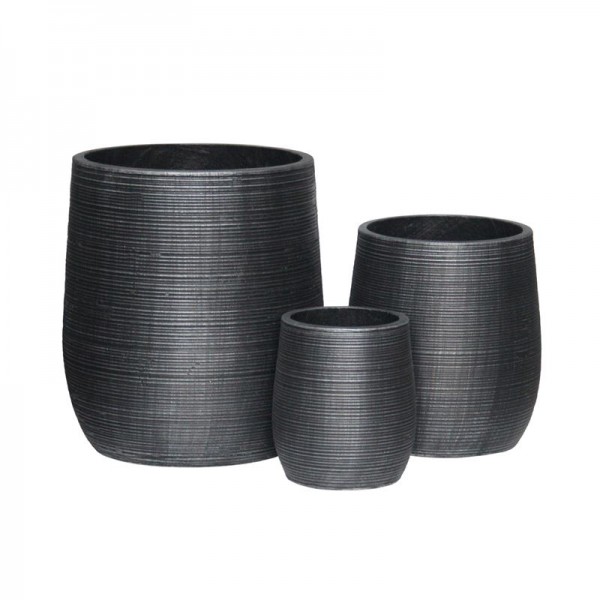 FLOWER POT-16 Set 3 τεμαχίων, Cement Απόχρωση Anthracite-Ε6316,S-Artificial Cement (Recyclable)-1τμχ- Φ23x26 - Φ33x37 - Φ45x50cm