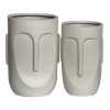 FLOWER POT-TOTEM Set 2 τεμαχίων, Cement Απόχρωση Sand Brown-Ε6321,S-Artificial Cement (Recyclable)-1τμχ- Φ32x52cm - Φ40x57cm