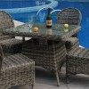 MONTANA Τραπέζι Dining Κήπου-Βεράντας ALU, Φ5mm Round Wicker Grey Brown-Ε6551-Αλουμίνιο/Wicker-1τμχ- 90x90 H.75cm