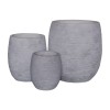 FLOWER POT-8  Set 3 τεμαχίων, Απόχρωση Light Grey Wash-Ε6307,S-Artificial Cement (Recyclable)-1τμχ- Φ25x28 - Φ35x39 - Φ48x52cm